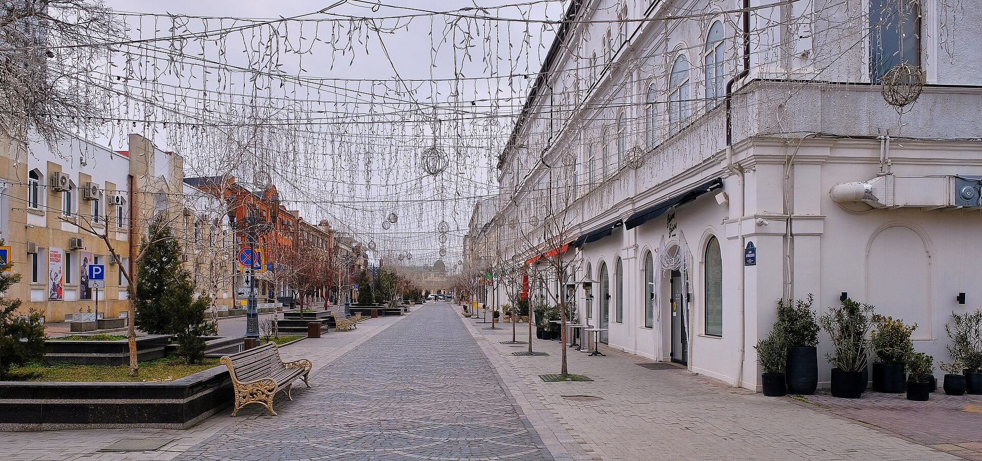 Пешеходная улица Буйнакского в Махачкале с городской застройкой