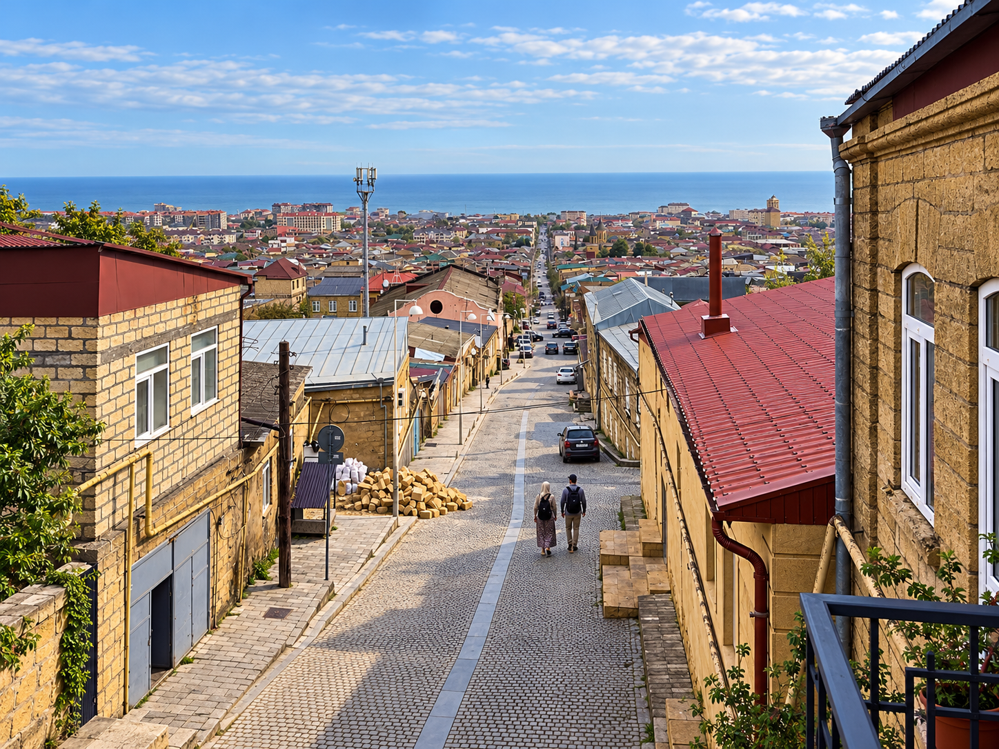 Улица старого Дербента спускается к морю